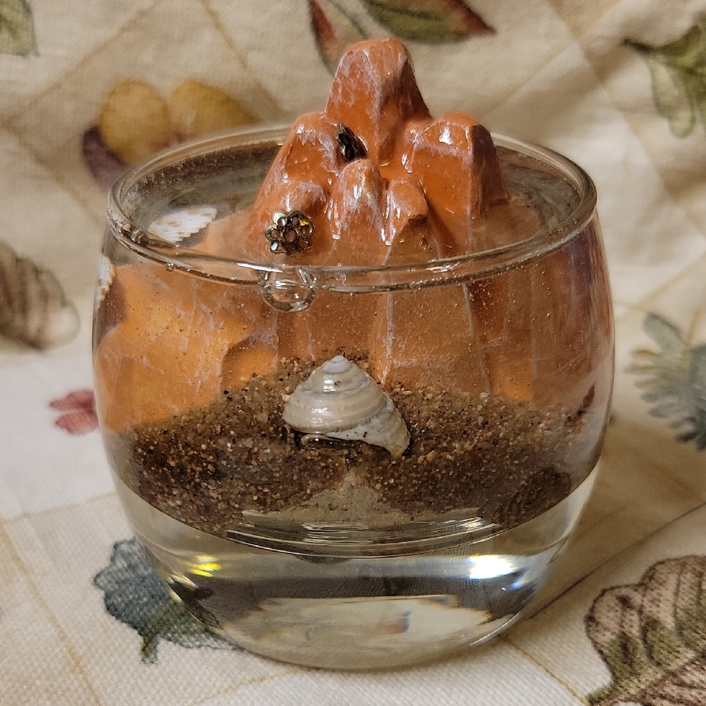 Glass And Resin Mixed Beach Mini Beach With Real Shells And Upcycled Beads